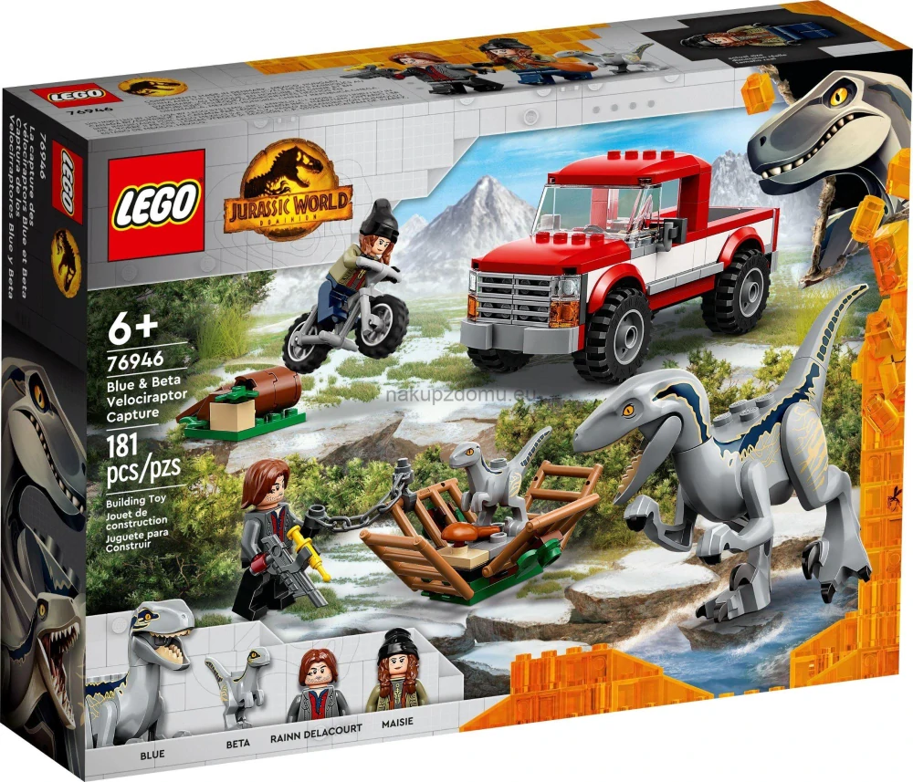 LEGO Jurassic World 76946 Odchyt velociraptorů Blue a Bety