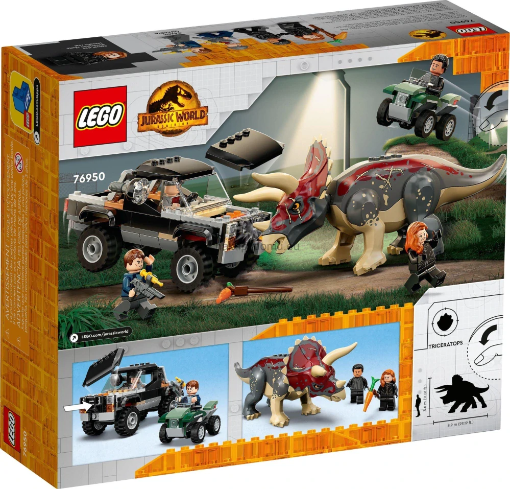 LEGO Jurassic World 76950 Útok triceratopsu na pick-up